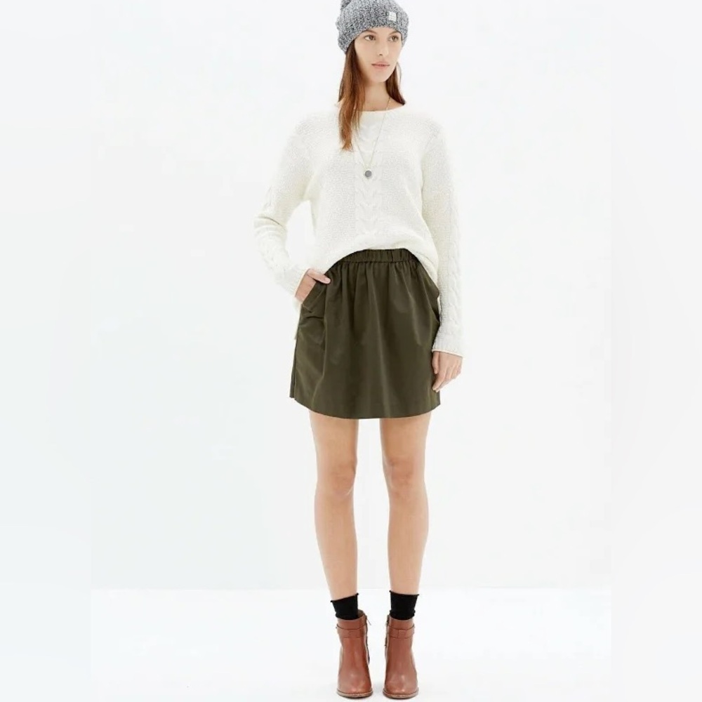 NWOT Madewell olive green satin mini skirt